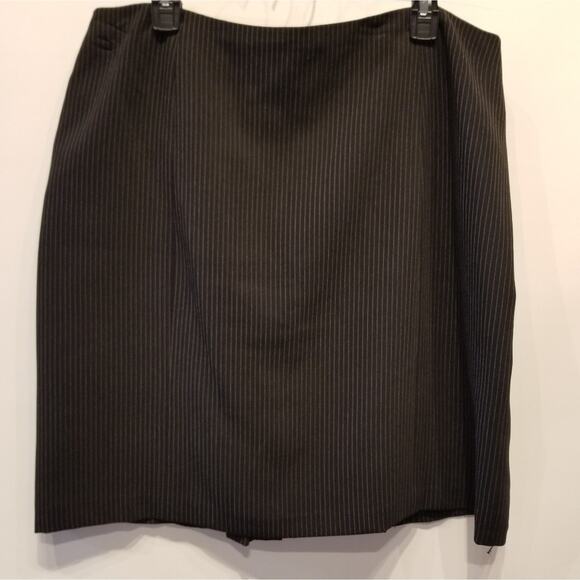 Vintage 90's Pleated Pinstripe Skirt Lined Zip Work Office Interview Size 18 - Picture 5 of 8